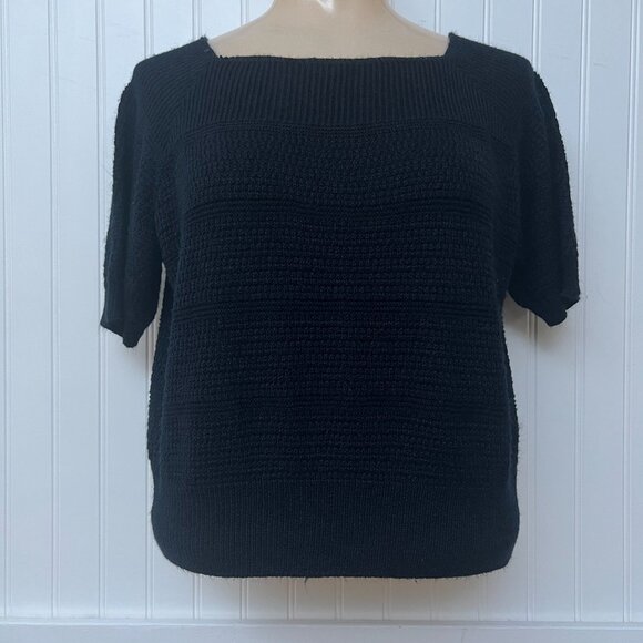 Wilroy Traveler Vintage Short Sleeve Knit Cropped Sweater Top Square Neck VTG - Picture 2 of 10